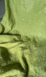 Load image into Gallery viewer, Women's Lakhnavi Handcrafted Munga Silk Chikankari Kurta And Dupatta Set- HONC0278846