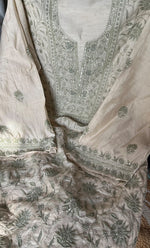 将图像加载到图库查看器中, Women's Lakhnavi Handcrafted Munga Silk Semi - Stitched Chikankari Kurta And Dupatta Set- HONC0259744