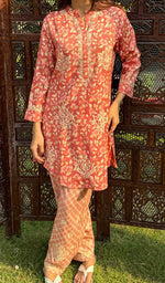 Load image into Gallery viewer, Shama Women's Lakhnavi Handcrafted Cotton Chikankari Kurta And Palazzo Set - HONC0250013