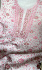 Load image into Gallery viewer, Women's Lakhnavi Handcrafted Maheshwari Mul Chanderi Unstitched Kurta And Dupatta Set- HONC0312961