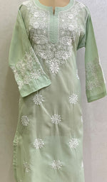Load image into Gallery viewer, Women's Lucknowi Handcrafted Cotton Chikankari Kurti- HONC0148372