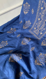 Load image into Gallery viewer, Women's Lucknowi Handcrafted Chanderi Silk Unstitched Chikankari Full Suit Material - HONC0351090