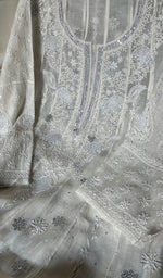将图像加载到图库查看器中, Women's Lakhnavi Handcrafted Mul Chanderi Semi - Stitched Anarkali And Dupatta Set -HONC028461