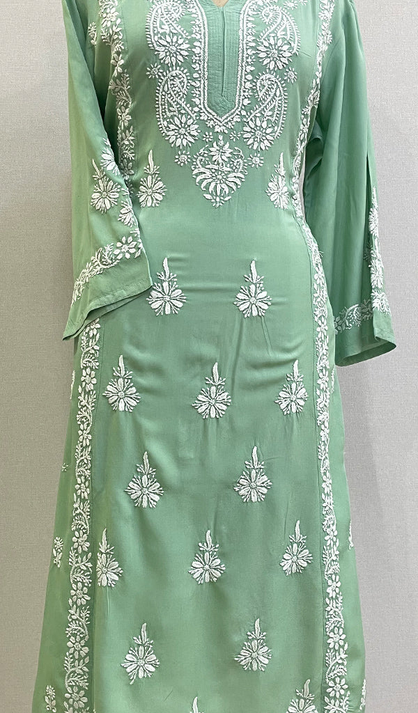 Rusdha Women's Lucknowi Handcrafted Modal Cotton Chikankari Kurti - HONC0213703