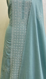 Load image into Gallery viewer, Women's Lakhnavi Handcrafted Cotton Chikankari Kurta And Dupatta Set- HONC0154884