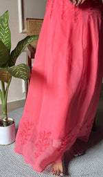 Load image into Gallery viewer, Aadab Women's Lucknowi Handcrafted Faux-Georgette Chikankari Anarkali Dress - NC038960