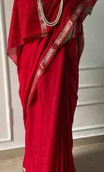 将图像加载到图库查看器中, Women's Lakhnavi Handcrafted Mul Chanderi Chikankari Saree - HONC0307129