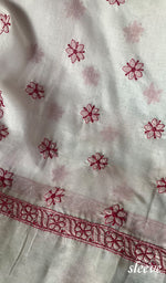 将图像加载到图库查看器中, Women's Lakhnavi Handcrafted Cotton Chikankari Unstitched Kurti Fabric - HONC0284336