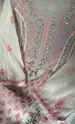 Load image into Gallery viewer, Saziya Women's Lakhnavi Handcrafted Mul Chanderi Semi - Stitched Kurta And Dupatta Set - HONC0337748