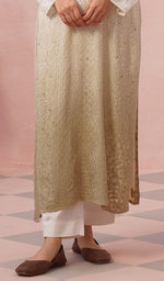 将图像加载到图库查看器中, Yusra Women's Lakhnavi Handcrafted Viscose Georgette Chikankari Kurti - HONC0541387