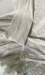 Load image into Gallery viewer, Women's Lakhnavi Handcrafted Mul Chanderi Semi - stitched Chikankari Full Suit Material - HONC0319562