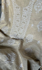 Load image into Gallery viewer, Women's Lakhnavi Handcrafted Tissue Chanderi Unstitched Kurta And Dupatta Set - HONC0267163