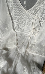 将图像加载到图库查看器中, Women's Lakhnavi Handcrafted Mul Chanderi Semi - stitched Angrakha And Dupatta Set- HONC0303231