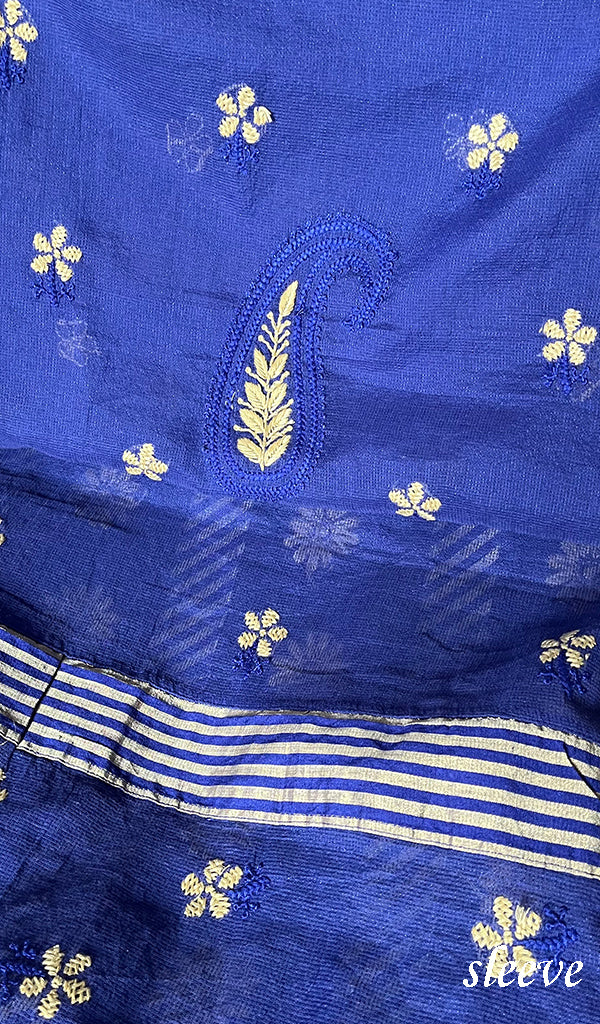 Women's Lakhnavi Handcrafted Kota Cotton Chikankari Unstitched Kurti Fabric - N7567