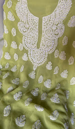 将图像加载到图库查看器中, Women's Lucknowi Handcrafted Faux-Georgette Unstitched Chikankari Suit Material - HONC0347506