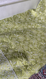 将图像加载到图库查看器中, Women's Lakhnavi Handcrafted Cotton Unstitched Chikankari Suit Material - HONC0354979