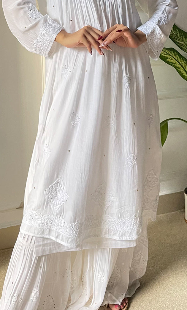 Women's Lucknowi Handcrafted Modal Cotton Chikankari Kurti - HONC0202171