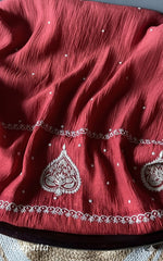 Load image into Gallery viewer, Tripty Women's Lakhnavi Handcrafted Mul Chanderi Semi - Stitched Anarkali And Dupatta Set - HONC0199664