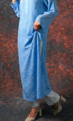 Load image into Gallery viewer, Yusra Women's Lakhnavi Handcrafted Viscose Georgette Chikankari Kurti- HONC0327254