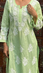 Load image into Gallery viewer, Green Lucknowi Chikankari kurtas for women