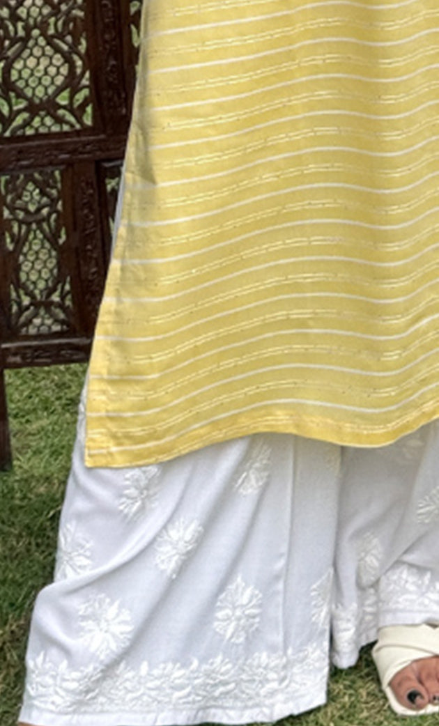 Women's Lucknowi Handcrafted Modal Cotton Chikankari Palazzo - HONC0191320