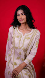 Load image into Gallery viewer, Divya Women's Lucknowi Handcrafted Cotton Chikankari Kurti - HONC0213349