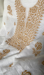 Load image into Gallery viewer, Women's Lakhnavi Handcrafted Chanderi Silk Unstitched Kurta And Dupatta Set - HONC0317072