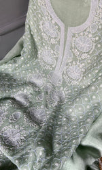 Load image into Gallery viewer, Women's Lakhnavi Handcrafted Mul Chanderi Unstitched Kurta And Dupatta Set- HONC0288994