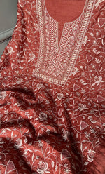 Load image into Gallery viewer, Women's Lakhnavi Handcrafted Munga Silk Chikankari Kurta And Dupatta Set- HONC0282386
