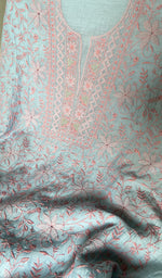 Load image into Gallery viewer, Women's Lakhnavi Handcrafted Mul Chanderi Unstitched Chikankari Full Suit - HONC0345362