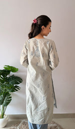 Load image into Gallery viewer, Women's Lakhnavi Handcrafted Cotton Chikankari Kurti - HONC0379475