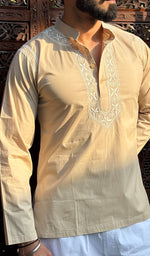 Load image into Gallery viewer, Men's Lucknowi Handcrafted Cotton Chikankari Short Kurta - HONC0121092