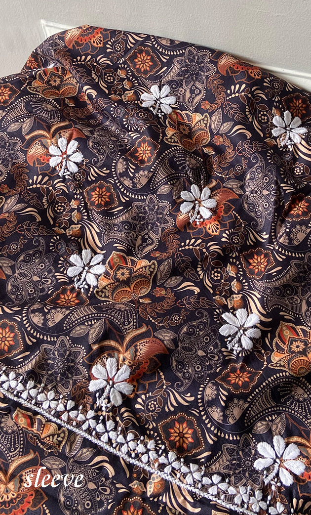 Women's Lakhnavi Handcrafted Cotton Chikankari Unstitched Kurti Fabric - HONC0315325