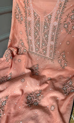 Load image into Gallery viewer, Women's Lakhnavi Handcrafted Mul Chanderi Unstitched Kurta And Dupatta Set- HONC0238882