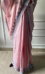 将图像加载到图库查看器中, Women's Lakhnavi Handcrafted Tussar Silk Chikankari Saree - HONC0289386