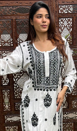 Load image into Gallery viewer, Shifa Women's Lakhnavi Handcrafted Modal Cotton Chikankari Kurta And Palazzo Set - HONC0205167