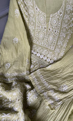 Load image into Gallery viewer, Women's Lakhnavi Handcrafted Mul Chanderi Semi - Stitched Kurta And Dupatta Set - HONC0270073