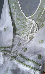 Load image into Gallery viewer, Women's Lakhnavi Handcrafted Mul Chanderi Semi - Stitched Angrakha And Dupatta Set - HONC0303211