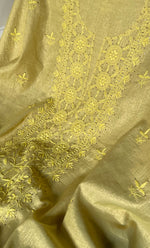 Load image into Gallery viewer, Women's Lakhnavi Handcrafted Tissue Chanderi Unstitched Chikankari Kurta And Dupatta Set - HONC0248436