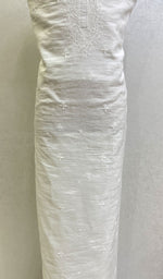 将图像加载到图库查看器中, Lucknowi Handcrafted White Cotton Chikankari Unstitched Men's Kurta Fabric - HONC0146627