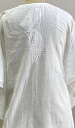 将图像加载到图库查看器中, Women's Lakhnavi Handcrafted Cotton Chikankari Kaftan - HONC0218473