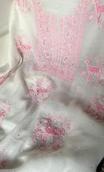 将图像加载到图库查看器中, Women's Lakhnavi Handcrafted Unstitched Mul Chanderi Kurta And Dupatta Set - HONC0312096