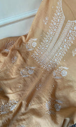Load image into Gallery viewer, Women's Lakhnavi Handcrafted Mul Chanderi Unstitched Chikankari Full Suit Material - HONC0317046