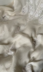 Load image into Gallery viewer, Women's Lakhnavi Handcrafted Mul Chanderi Unstitched Kurta And Dupatta Set- HONC0314857