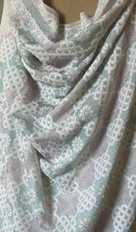 Load image into Gallery viewer, Women's Lakhnavi Handcrafted Pure Silk Georgette Chikankari Saree - HONC0233707