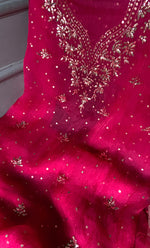 将图像加载到图库查看器中, Marifa Women's Lakhnavi Handcrafted Pure Organza Chikankari Unstitched Kurta And Dupatta Set- HONC0290692