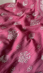 Load image into Gallery viewer, Asmaan Women's Lakhnavi Handcrafted Mul Chanderi Semi - Stitched Kurta And Dupatta Set - HONC0253342