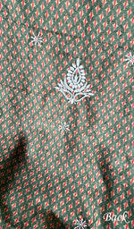 Load image into Gallery viewer, Women's Lucknowi Handcrafted Cotton Chikankari Unstitched Kurti Fabric - HONC086727