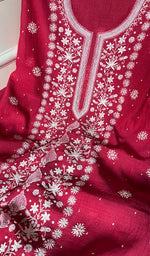 Load image into Gallery viewer, Women's Lakhnavi Handcrafted Mul Chanderi Unstitched Kurta And Dupatta Set - HONC0282259