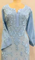 Load image into Gallery viewer, Aaliya Women's Lucknowi Handcrafted Crepe Chikankari Kurti - HONC0218238